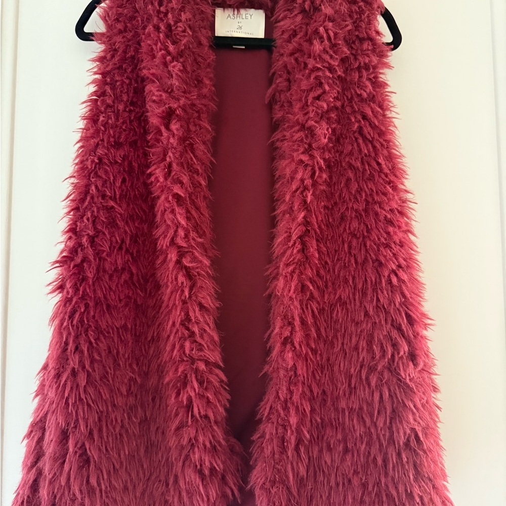 Ashley By 26 International Burgundy Fuzzy Vest
